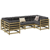 6 Piece Garden Sofa Set With Cushions Impregnated Wood Pine