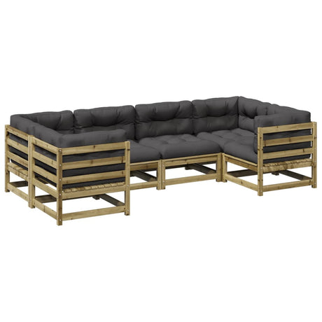 6 Piece Garden Sofa Set With Cushions Impregnated Wood Pine