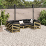6 Piece Garden Sofa Set With Cushions Impregnated Wood Pine