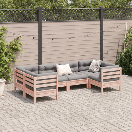 6 Piece Garden Sofa Set With Cushions Solid Wood Douglas Fir