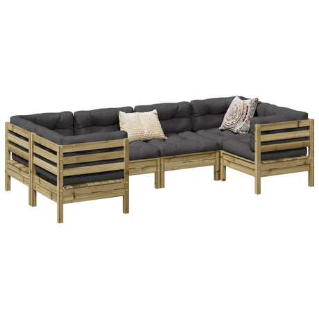 6 Piece Garden Sofa Set With Cushions Solid Wood Douglas Fir