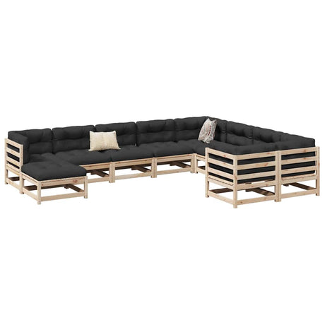 10 Piece Garden Sofa Set Solid Wood Douglas Fir