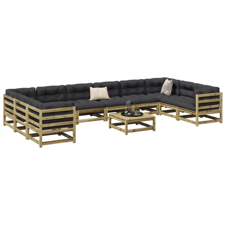 11 Piece Garden Sofa Set Solid Wood Pine