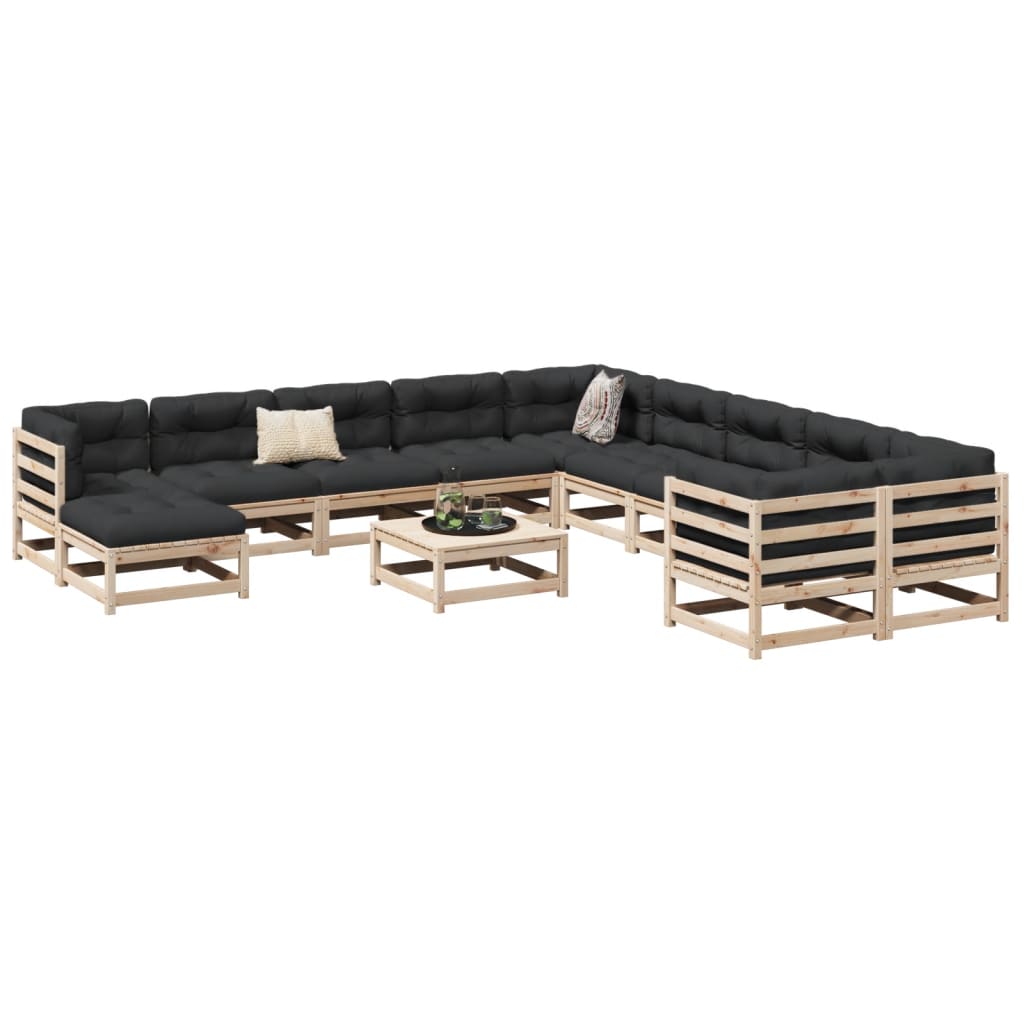 12 Piece Garden Sofa Set Solid Wood Pine