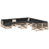 12 Piece Garden Sofa Set Solid Wood Pine