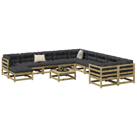 12 Piece Garden Sofa Set Solid Wood Pine