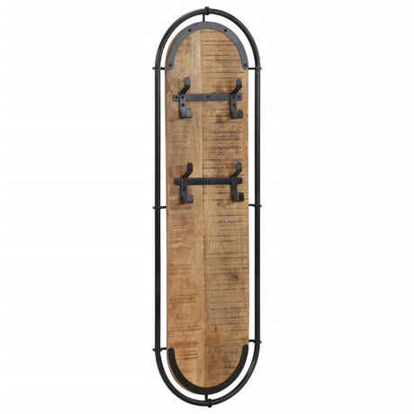 Wall-Mounted Coat Racks With 4 Hooks 2 Pcs Solid Wood Rough Mango