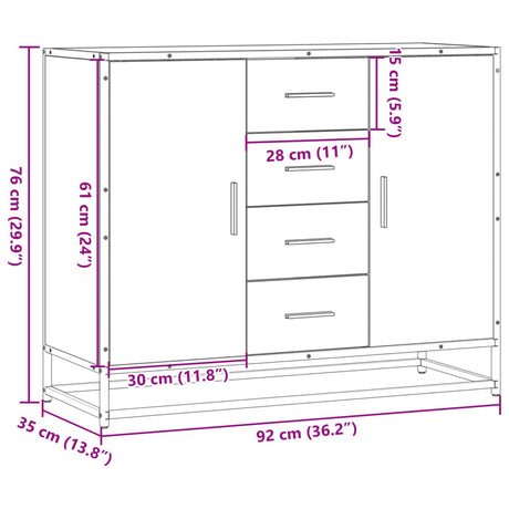 Sideboard 92X35X76 Cm Engineered Wood