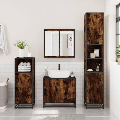 Bathroom Cabinet 35X37.5X188.5 Cm Engineered Wood And Metal
