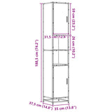 Bathroom Cabinet 35X37.5X188.5 Cm Engineered Wood And Metal