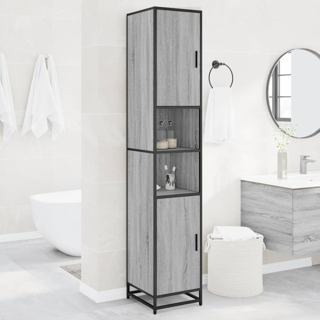 Bathroom Cabinet 35X37.5X188.5 Cm Engineered Wood And Metal