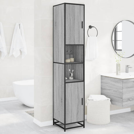 Bathroom Cabinet 35X37.5X188.5 Cm Engineered Wood And Metal