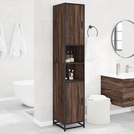 Bathroom Cabinet 35X37.5X188.5 Cm Engineered Wood And Metal