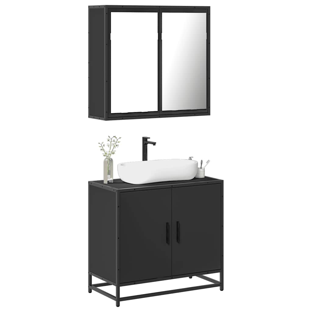 2 Piece Bathroom Furniture Set Engineered Wood