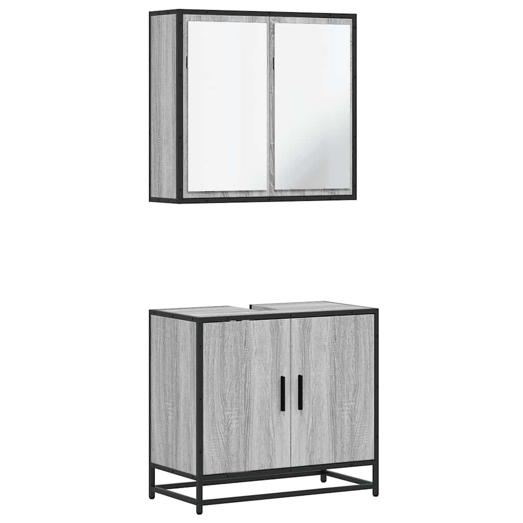 2 Piece Bathroom Furniture Set Engineered Wood