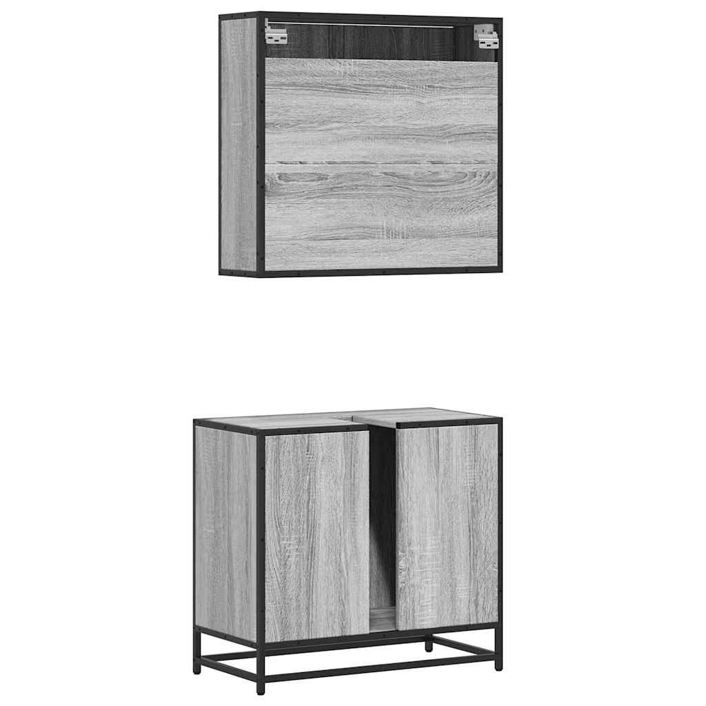 2 Piece Bathroom Furniture Set Engineered Wood