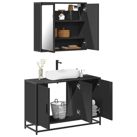 2 Piece Bathroom Furniture Set Engineered Wood