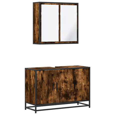 2 Piece Bathroom Furniture Set Engineered Wood