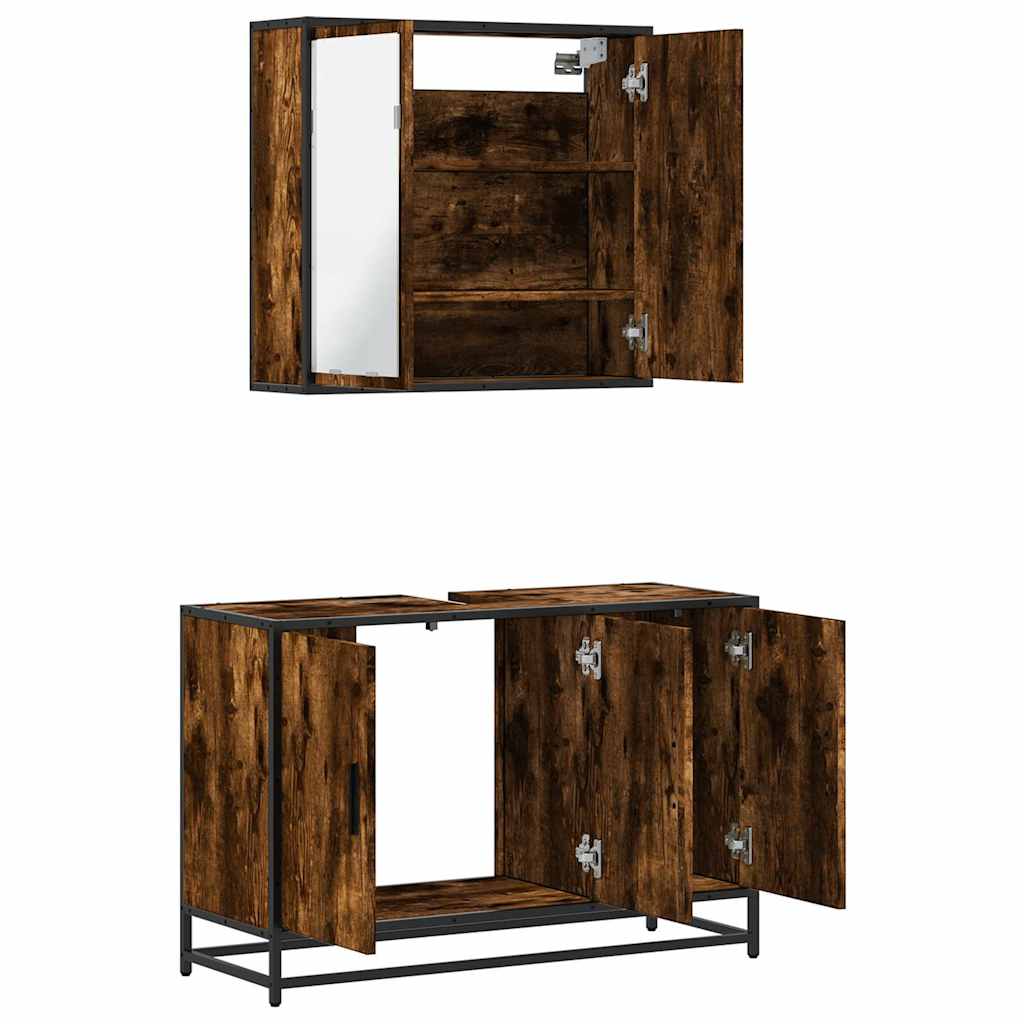 2 Piece Bathroom Furniture Set Engineered Wood