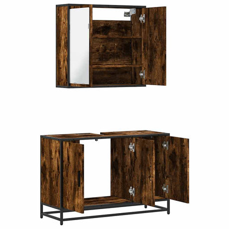 2 Piece Bathroom Furniture Set Engineered Wood