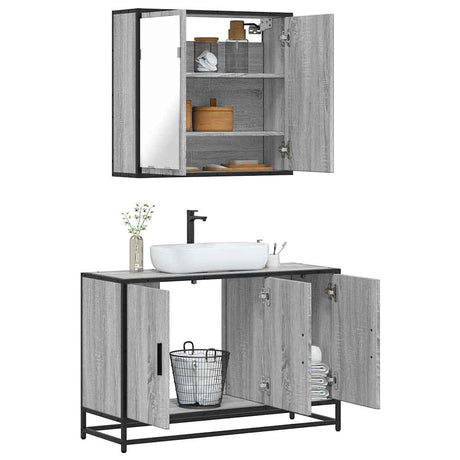 2 Piece Bathroom Furniture Set Engineered Wood