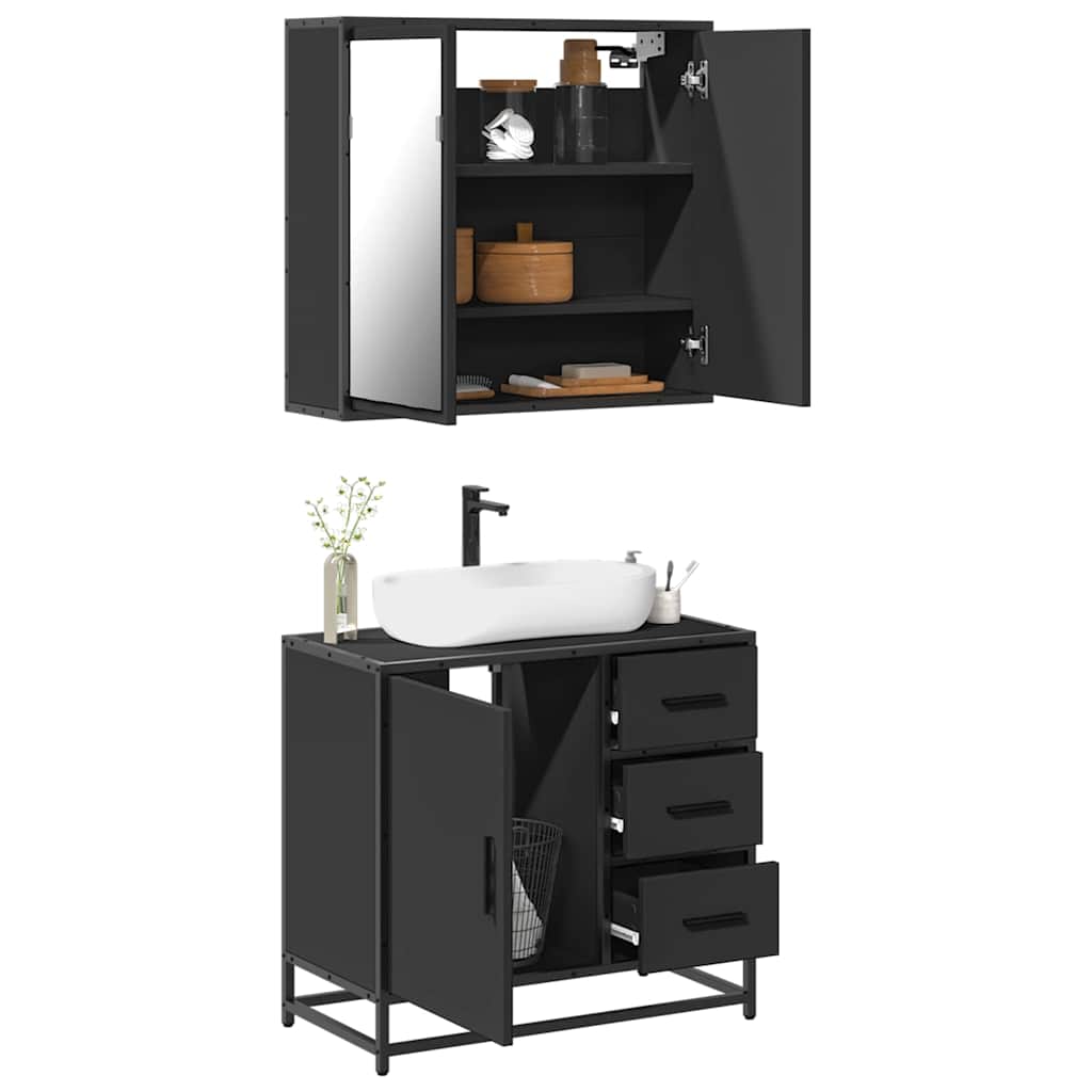 2 Piece Bathroom Furniture Set Engineered Wood