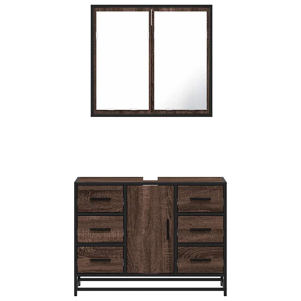 2 Piece Bathroom Furniture Set Engineered Wood
