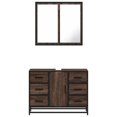 2 Piece Bathroom Furniture Set Engineered Wood