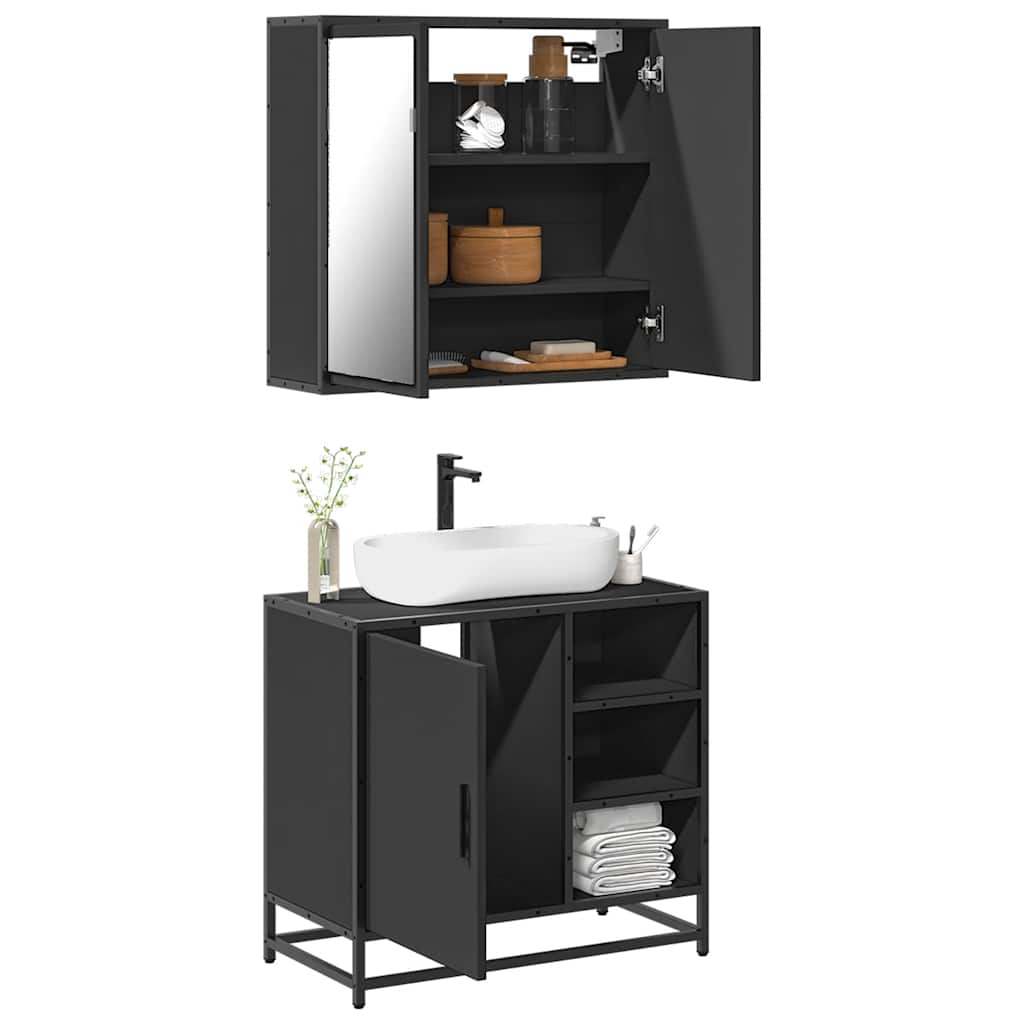 2 Piece Bathroom Furniture Set Engineered Wood