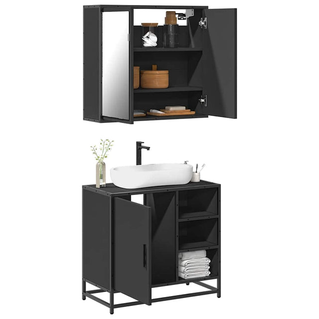2 Piece Bathroom Furniture Set Engineered Wood