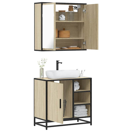 2 Piece Bathroom Furniture Set Engineered Wood
