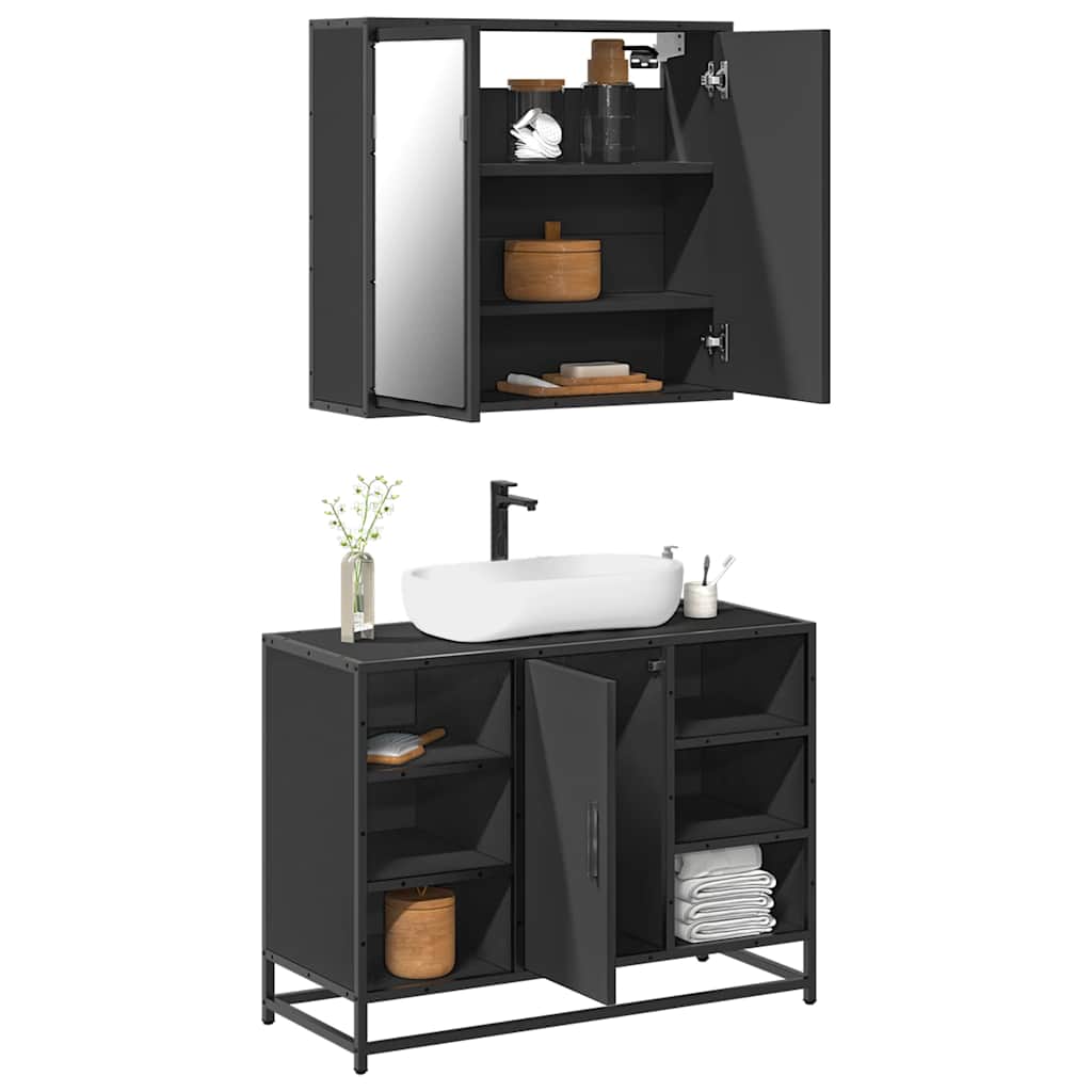 2 Piece Bathroom Furniture Set Engineered Wood