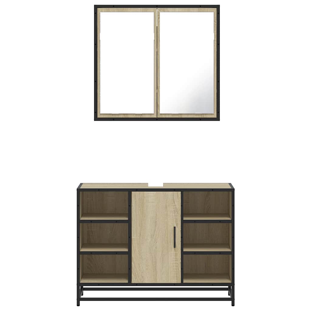 2 Piece Bathroom Furniture Set Engineered Wood