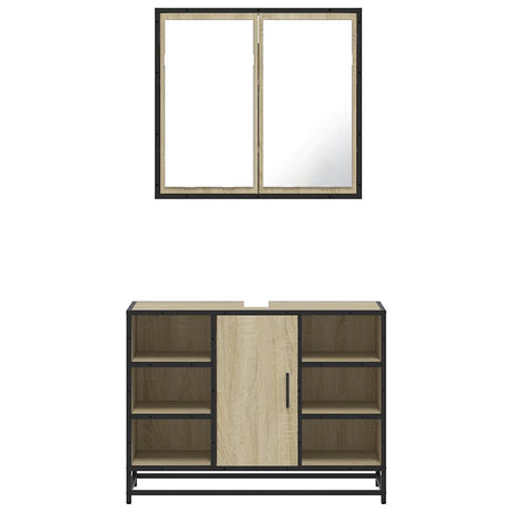 2 Piece Bathroom Furniture Set Engineered Wood