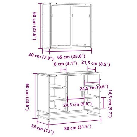 2 Piece Bathroom Furniture Set Engineered Wood
