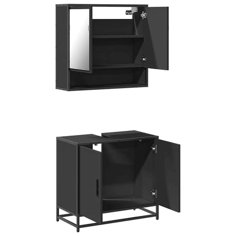 2 Piece Bathroom Furniture Set Engineered Wood
