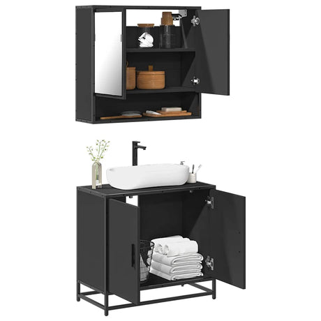 2 Piece Bathroom Furniture Set Engineered Wood