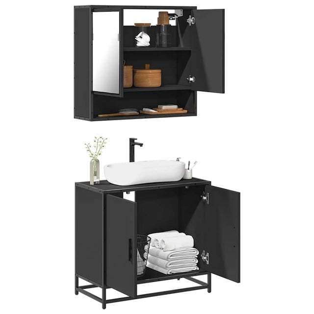 2 Piece Bathroom Furniture Set Engineered Wood