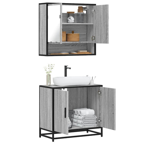 2 Piece Bathroom Furniture Set Engineered Wood