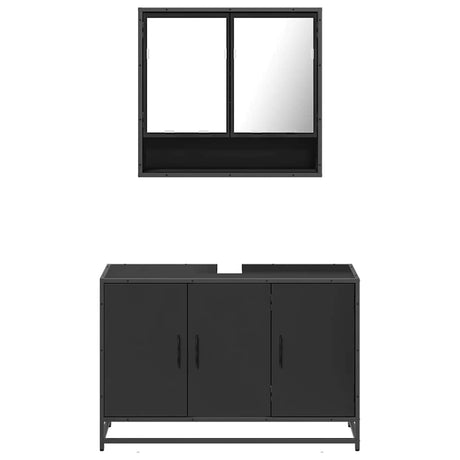 2 Piece Bathroom Furniture Set Engineered Wood