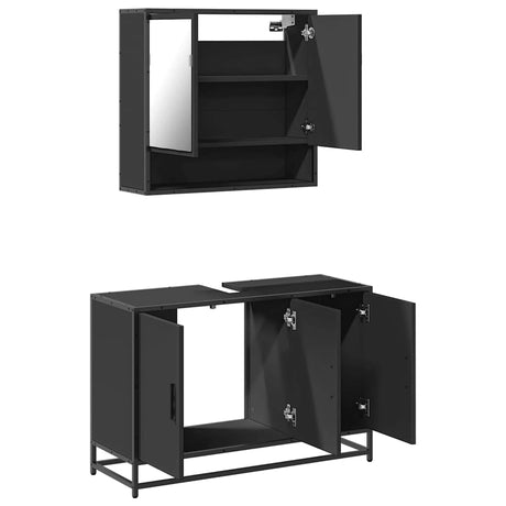 2 Piece Bathroom Furniture Set Engineered Wood