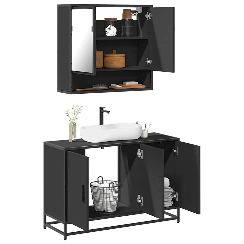 2 Piece Bathroom Furniture Set Engineered Wood