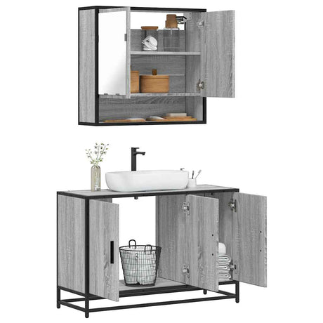 2 Piece Bathroom Furniture Set Engineered Wood