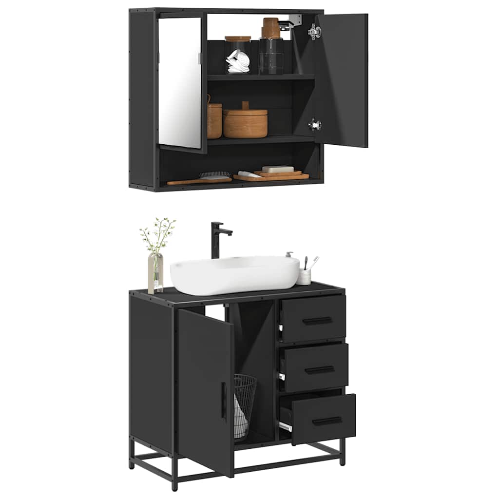 2 Piece Bathroom Furniture Set Engineered Wood