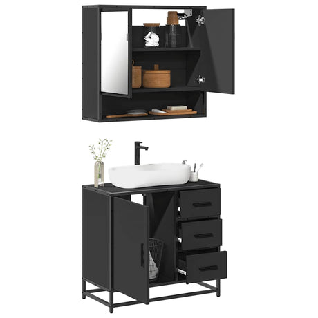 2 Piece Bathroom Furniture Set Engineered Wood