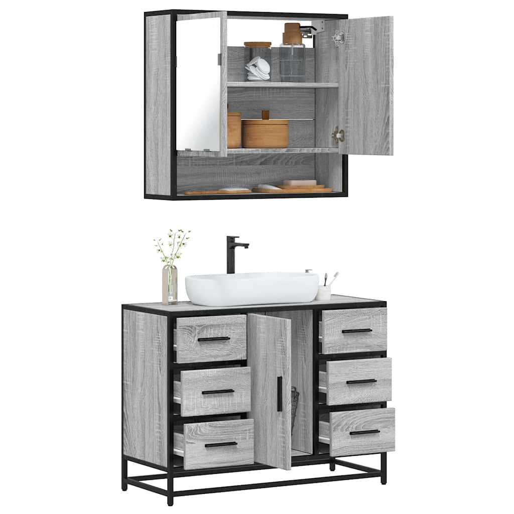 2 Piece Bathroom Furniture Set Engineered Wood