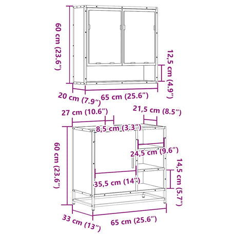 2 Piece Bathroom Furniture Set Engineered Wood