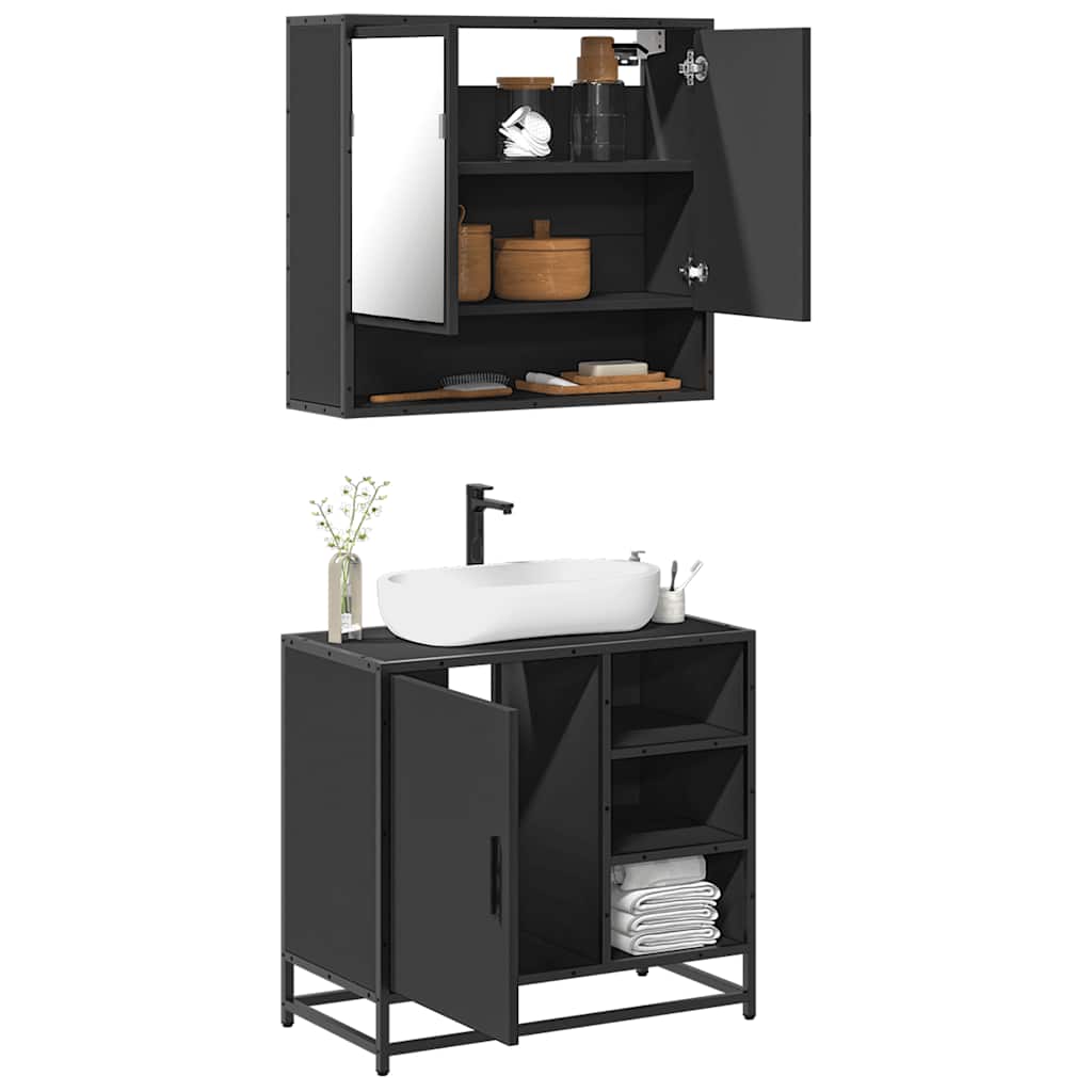 2 Piece Bathroom Furniture Set Engineered Wood