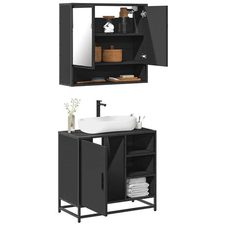 2 Piece Bathroom Furniture Set Engineered Wood