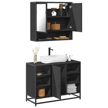 2 Piece Bathroom Furniture Set Engineered Wood